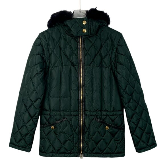 H10959 Louis Vuitton Lv Dark green diamond checked wool collar hooded zipper dow